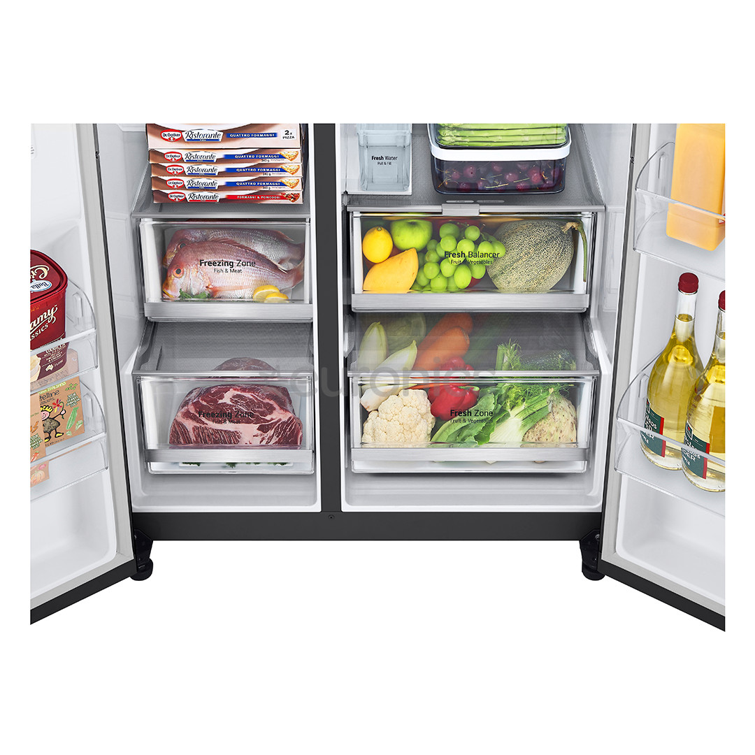 LG, InstaView, water & ice dispenser, 635 L, height 179 cm, black - SBS Refrigerator