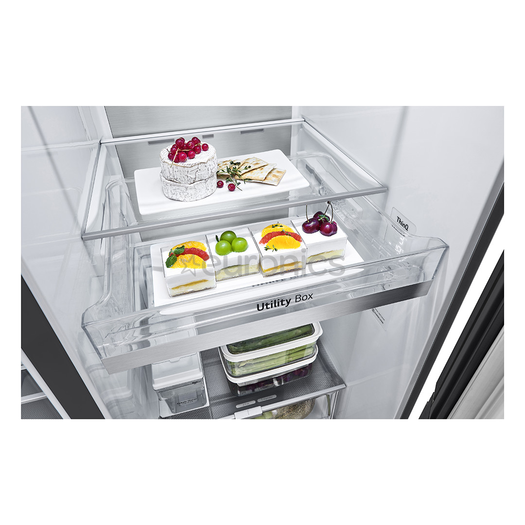 LG, InstaView, water & ice dispenser, 635 L, height 179 cm, black - SBS Refrigerator