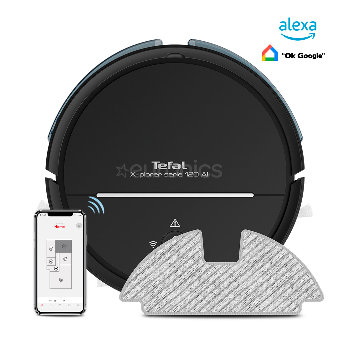 Tefal X-plorer S120 Animal & Allergy, sausā un mitrā uzkopšana, melna - Robots putekļu sūcējs