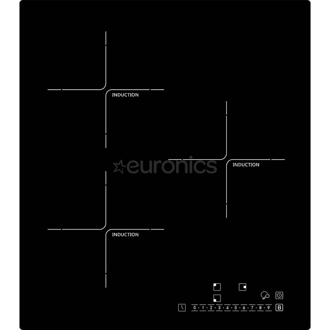 Schlosser, platums 45 cm, melna – Iebūvējama indukcijas plīts virsma
