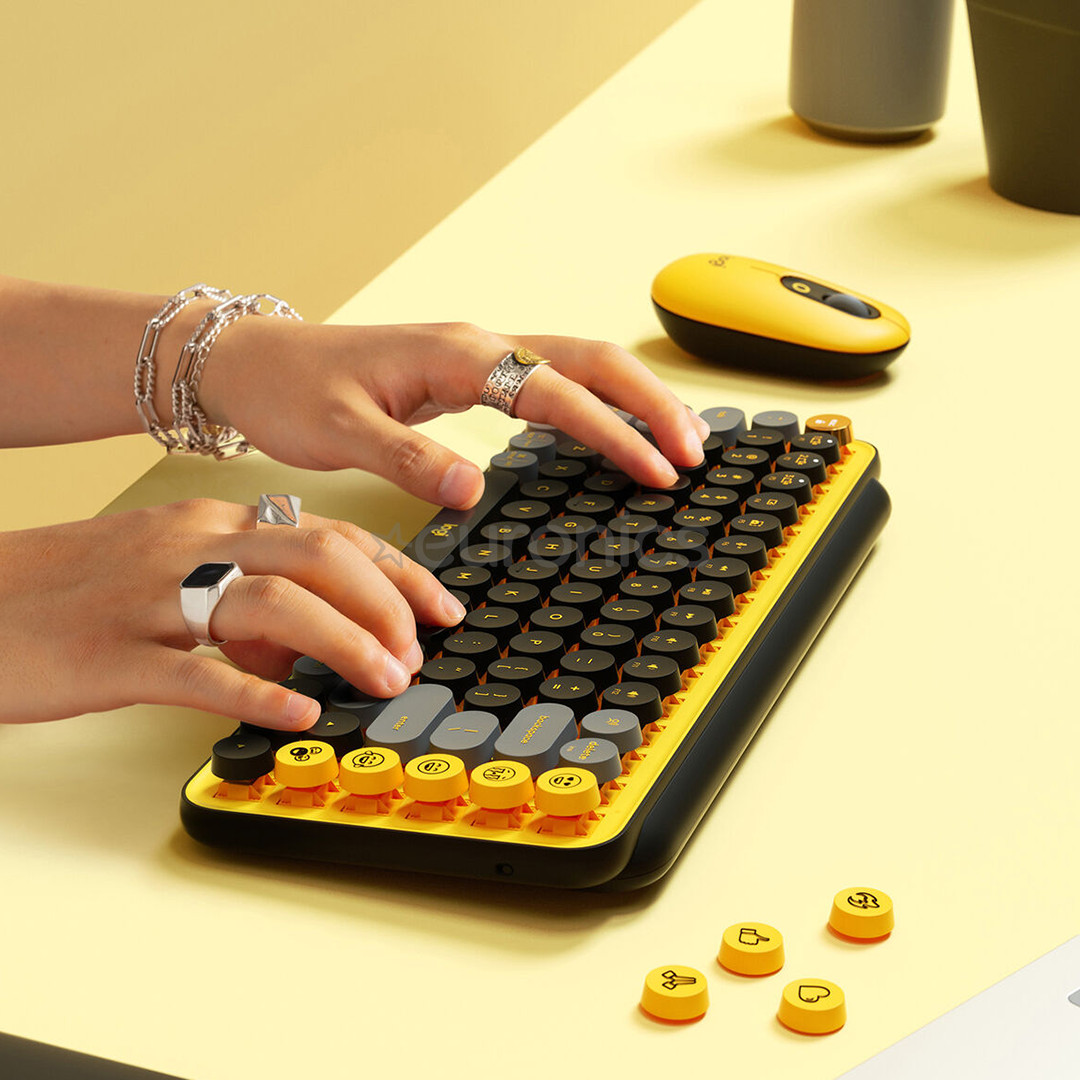 Logitech POP Keys Wireless Mechanical Emoji, RUS, желтый - Беспроводная клавиатура