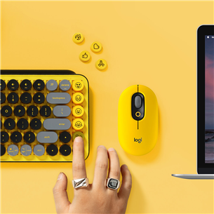 Logitech POP Keys Emoji, Brown tactile switches, US, dzeltena - Bezvadu klaviatūra
