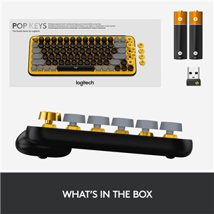 Logitech POP Keys Emoji, Brown tactile switches, US, dzeltena - Bezvadu klaviatūra