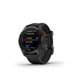 Garmin fenix 7S Solar, 42 мм, темно-серый / черный ремешок - Спортивные часы