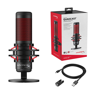 HyperX QuadCast, melna/sarkana - Mikrofons