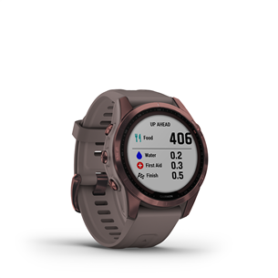 Garmin fenix 7S Sapphire Solar, 42 мм, титановый темно-бронзовый / сланцево-серый силиконовый ремешок - Спортивные часы