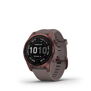 Garmin fenix 7S Sapphire Solar, 42 мм, титановый темно-бронзовый / сланцево-серый силиконовый ремешок - Спортивные часы