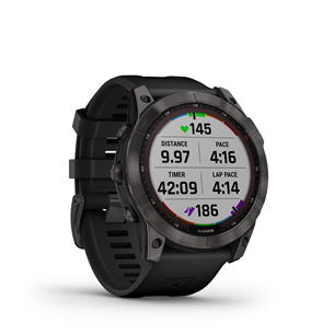 Garmin fenix 7X Sapphire Solar, 51 мм, Base, титановый угольно-серый DLC / черный ремешок - Спортивные часы