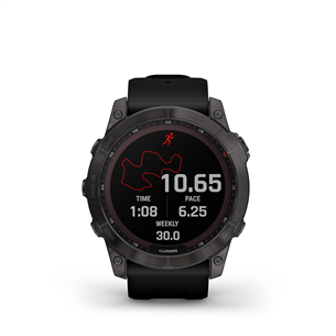 Garmin fenix 7X Sapphire Solar, 51 mm, carbon clay DLC titanium / black band - Sports watch