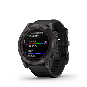 Garmin fenix 7X Sapphire Solar, 51 мм, Base, титановый угольно-серый DLC / черный ремешок - Спортивные часы