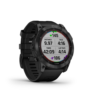 Garmin fenix 7X Sapphire Solar, 51 мм, Base, титановый черный DLC / черный ремешок - Спортивные часы