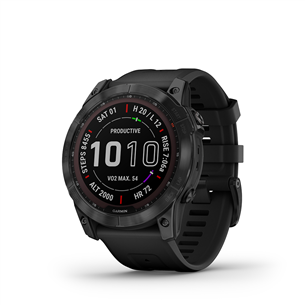 Garmin fenix 7X Sapphire Solar, 51 мм, Base, титановый черный DLC / черный ремешок - Спортивные часы