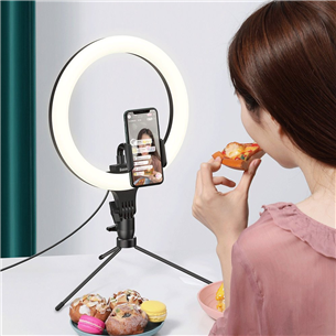 Baseus Dimmable LED Selfie Ring Light & Tripod, чёрный - Кольцевая светодиодная лампа