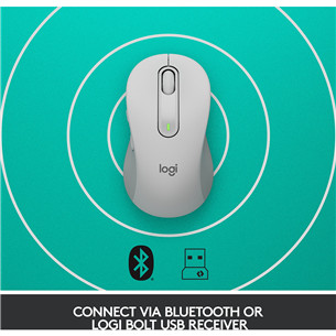 Logitech Signature M650 L, optiskā, balta/pelēka - Bezvadu datorpele