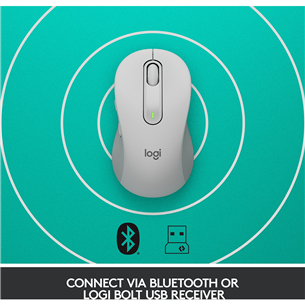 Logitech Signature M650 L, optiskā, balta/pelēka - Bezvadu datorpele