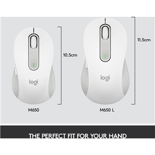 Logitech Signature M650 L, optiskā, balta/pelēka - Bezvadu datorpele
