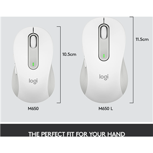 Logitech Signature M650 L, optiskā, balta/pelēka - Bezvadu datorpele