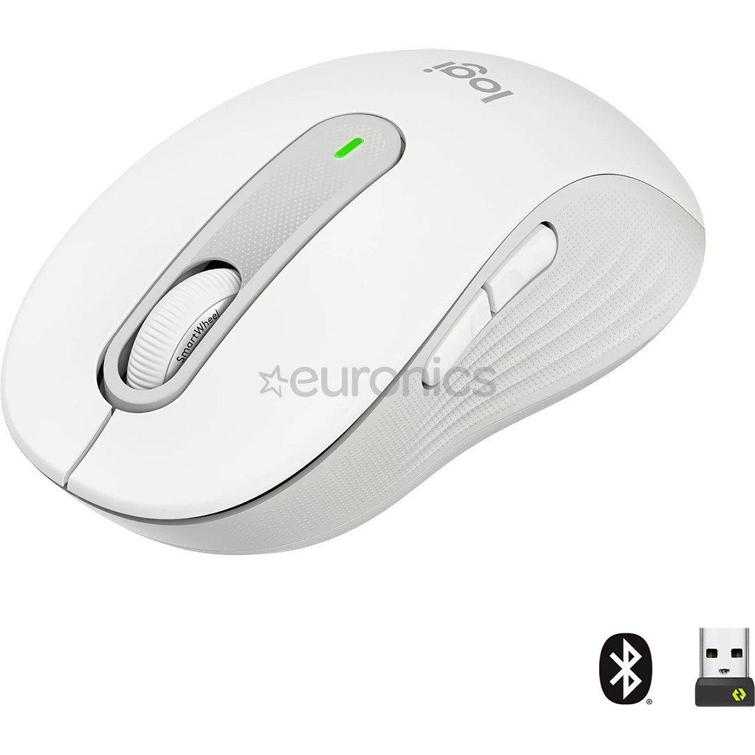 Logitech Signature M650, optiskā, balta/pelēka - Bezvadu datorpele