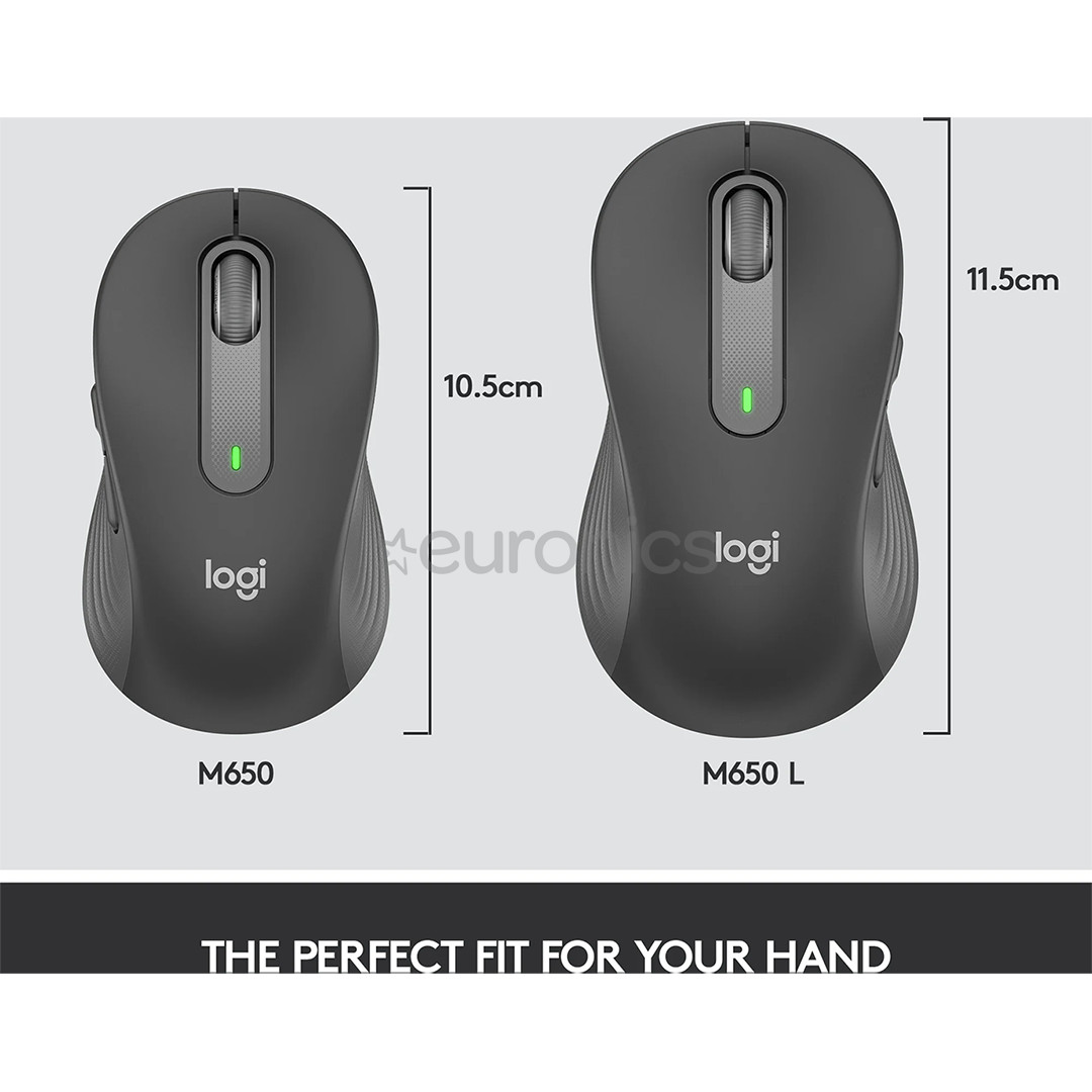 Logitech Signature M650, optiskā, melna - Bezvadu datorpele