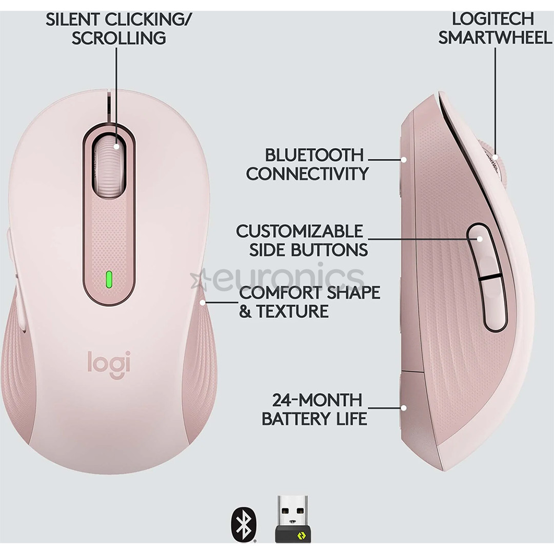 Logitech Signature M650, silent, pink - Wireless Optical Mouse
