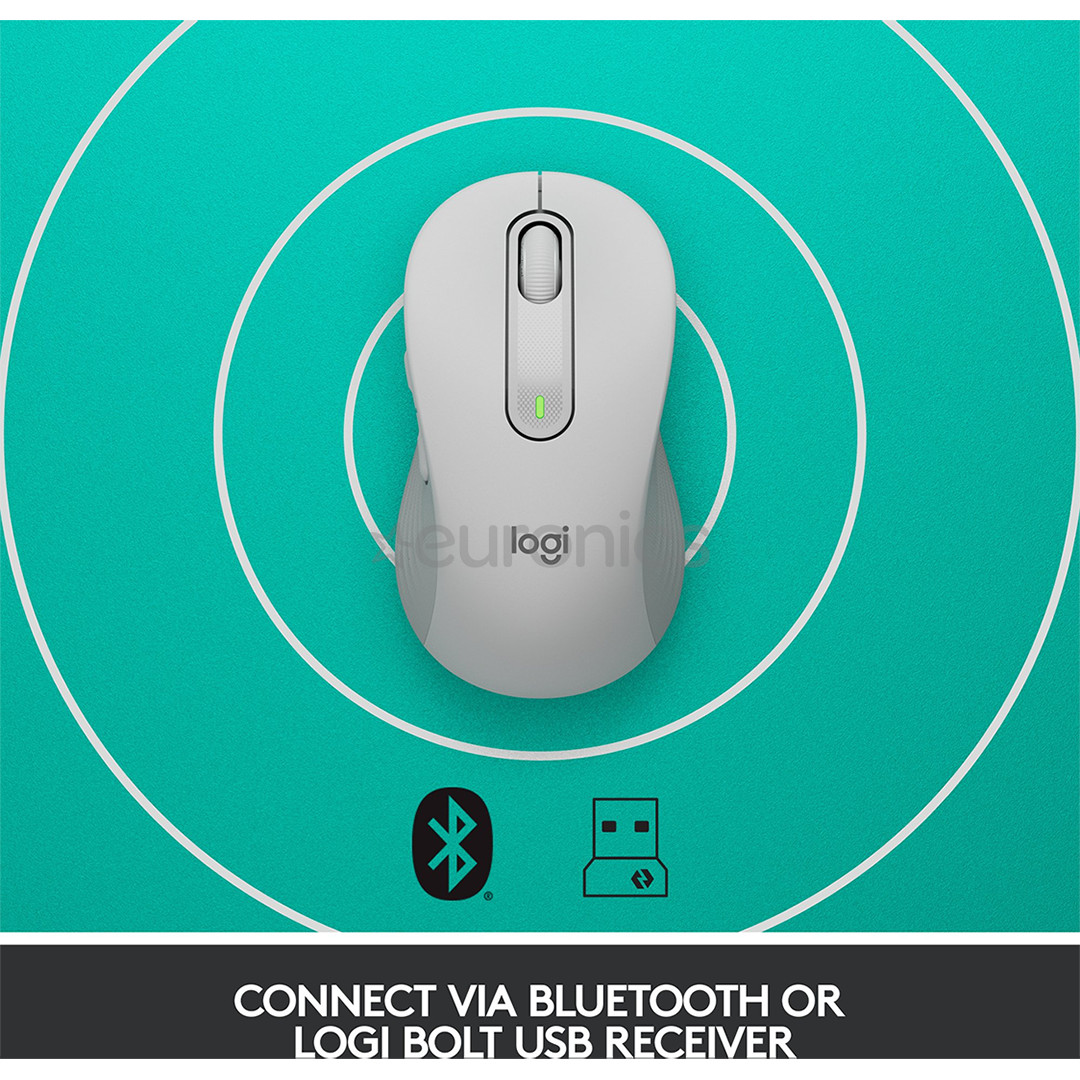 Logitech Signature M650, optiskā, balta/pelēka - Bezvadu datorpele