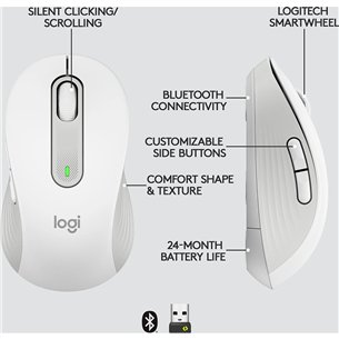 Logitech Signature M650, silent, white - Wireless Optical Mouse