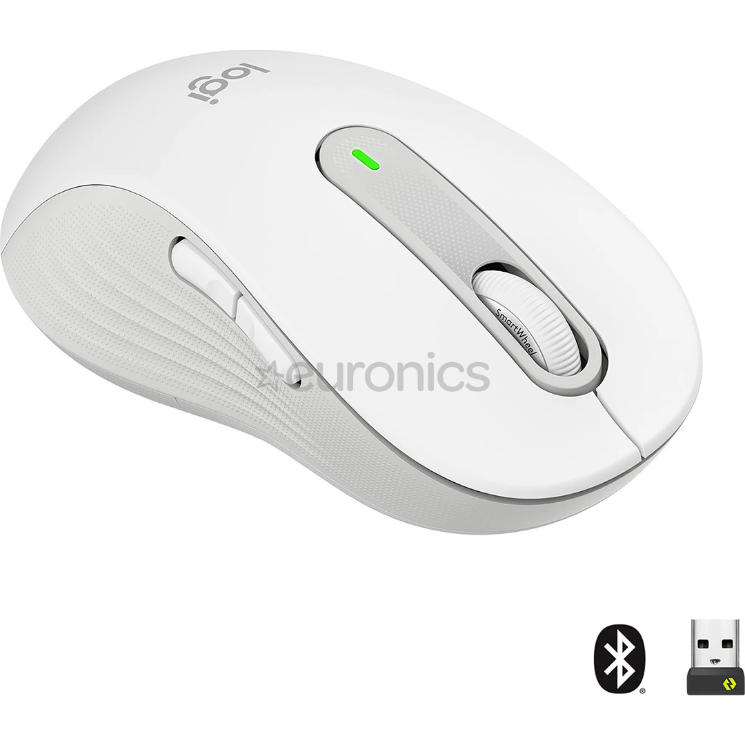 Logitech Signature M650 L, kreiļiem, optiskā, balta/pelēka - Bezvadu datorpele
