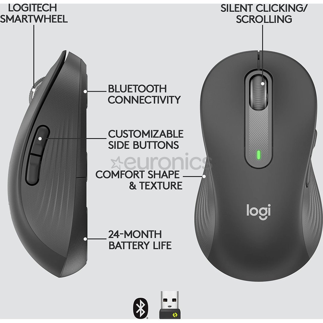 Logitech Signature M650 L, left handed, black - Wireless Optical Mouse