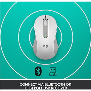Logitech Signature M650 L, kreiļiem, optiskā, balta/pelēka - Bezvadu datorpele