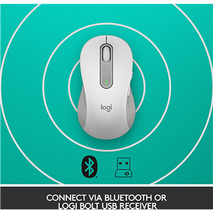 Logitech Signature M650 L, kreiļiem, optiskā, balta/pelēka - Bezvadu datorpele