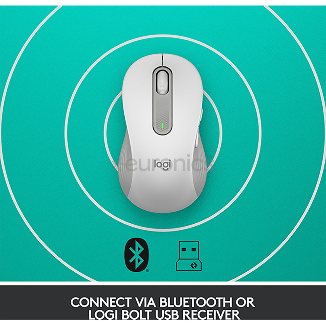 Logitech Signature M650 L, kreiļiem, optiskā, balta/pelēka - Bezvadu datorpele