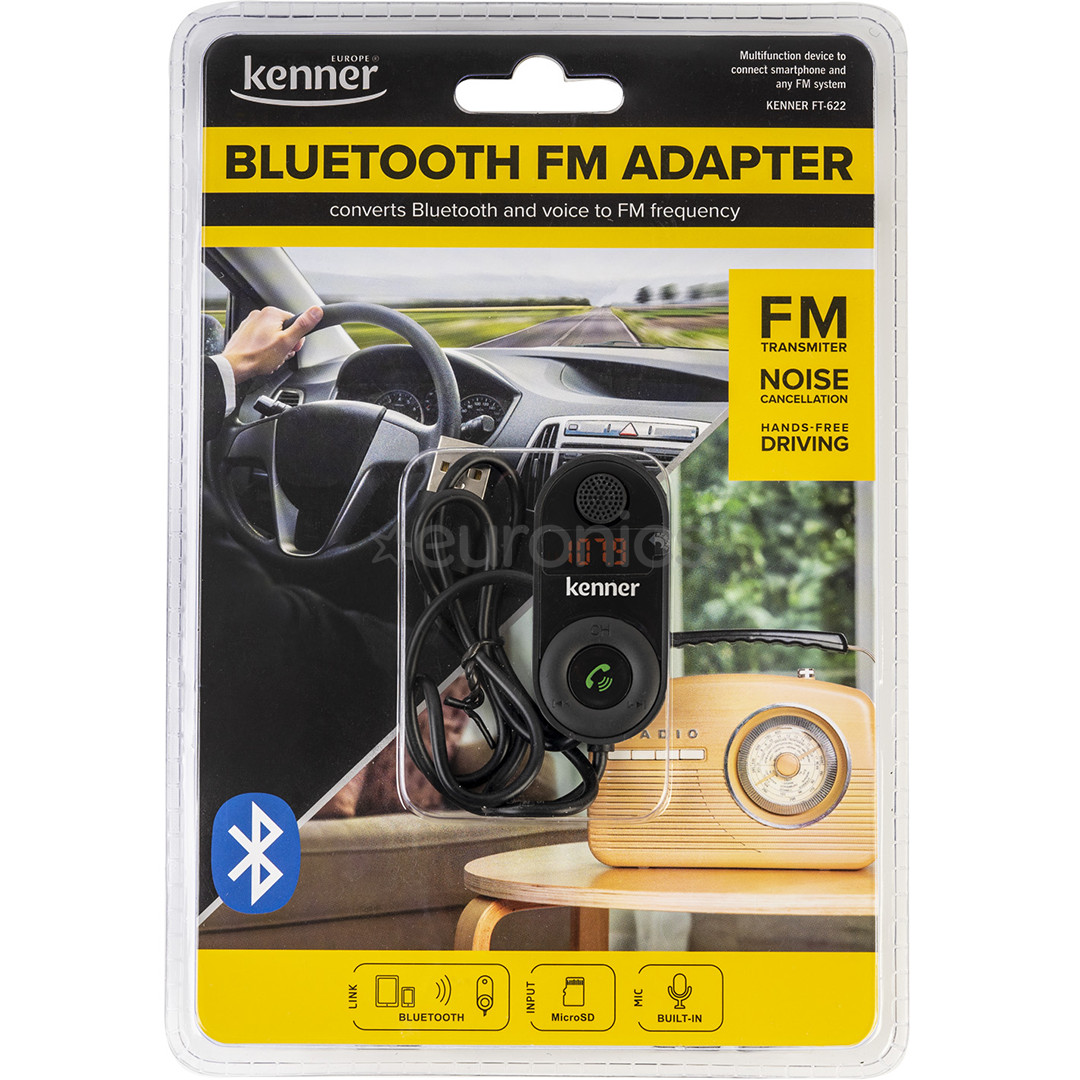 Kenner FT-622 BT, Bluetooth, USB barošana, SD karšu atbalsts, melna - FM modulators