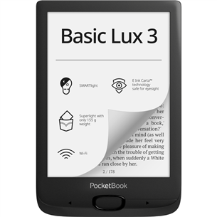 PocketBook Basic Lux 3, melna - E-grāmata PB617-P-WW