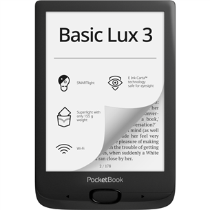 PocketBook Basic Lux 3, melna - E-grāmata