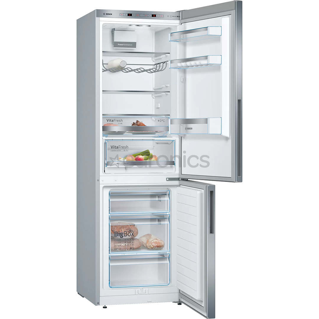 Bosch Series 6, 308 L, height 186 cm, inox - Refrigerator