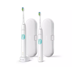 Philips Sonicare ProtectiveClean 4300, 2 gab., ceļojumu futrālis, balta - Elektrisko zobu birstu komplekts