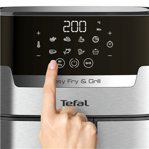 Tefal Easy Fry & Grill, 1400 W, nerūsējošā tērauda/melna - Karstā gaisa friteris