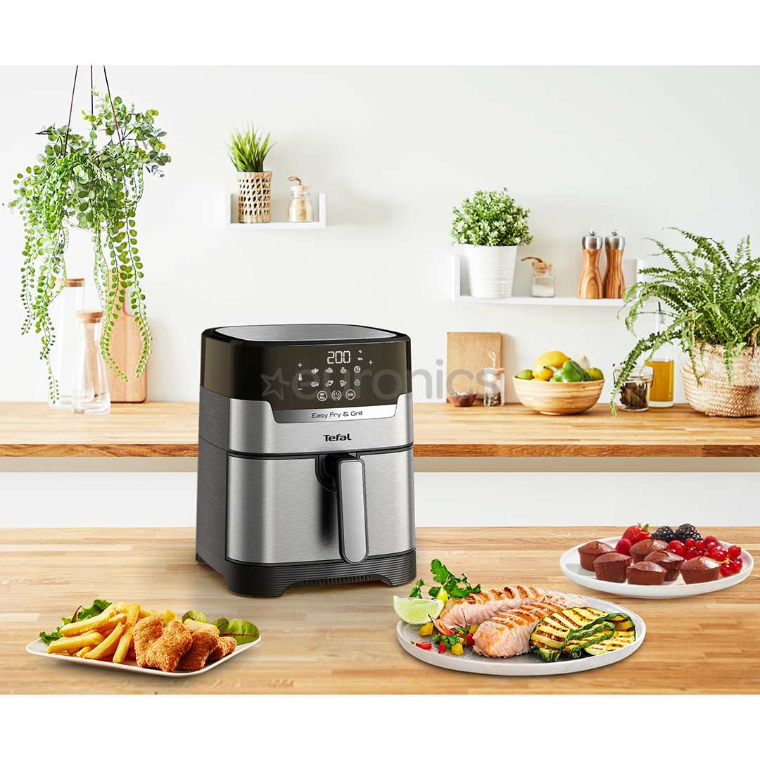 Tefal Easy Fry & Grill, 1400 W, nerūsējošā tērauda/melna - Karstā gaisa friteris