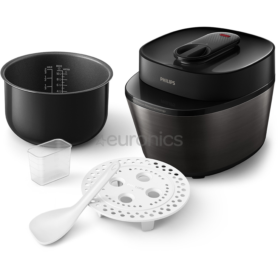 Philips All-in-One Cooker, 5L, 1000 W, melna - Spiediena gatavošanas katls