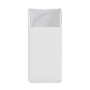 Baseus Bipow Digital Display, 10000 mAh, 15 W, balta - Portatīvais barošanas avots PPDML-I02