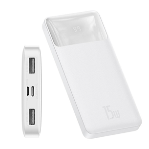 Baseus Bipow Digital Display, 10000 mAh, 15 W, white - Power bank