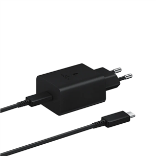 Samsung Super Fast Charging, USB-C, 45 Вт, черный - Адаптер питания и кабель USB-C EP-T4510XBEGEU