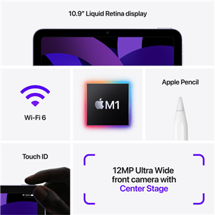 Apple iPad Air 2022, Wi-Fi + 5G, 64 GB, violeta - Planšetdators