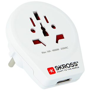 Skross World to Europe USB, balta - Ceļojuma adapteris 7640166323204