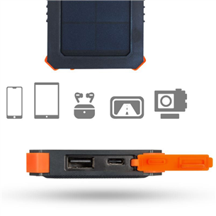 Xtorm USB-C Waterproof Solar Charger 5000mAh, 5000 mAh, melna - Portatīvais barošanas avots