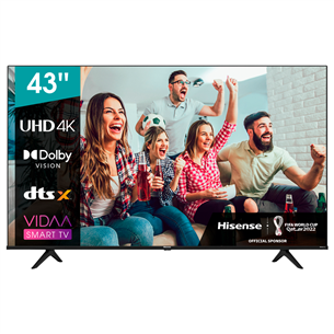 Hisense A6BG, LED LCD, UHD 4K, 43'', sānu statīvs, melna - Televizors