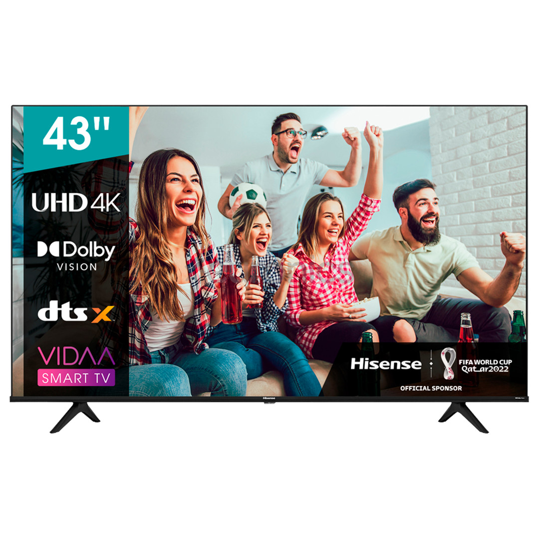Hisense A6BG, 43'', 4K UHD, LED LCD, боковые ножки, черный - Телевизор