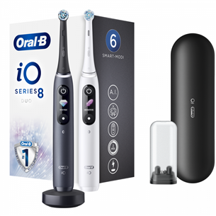 Braun Oral-B iO 8 Duo, 2 pieces, black/white - Electric Toothbrush set IO8DUOBW