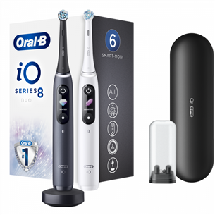 Braun Oral-B iO 8 Duo, 2 gab., melna/balta - Elektrisko zobu birstu komplekts IO8DUOBW