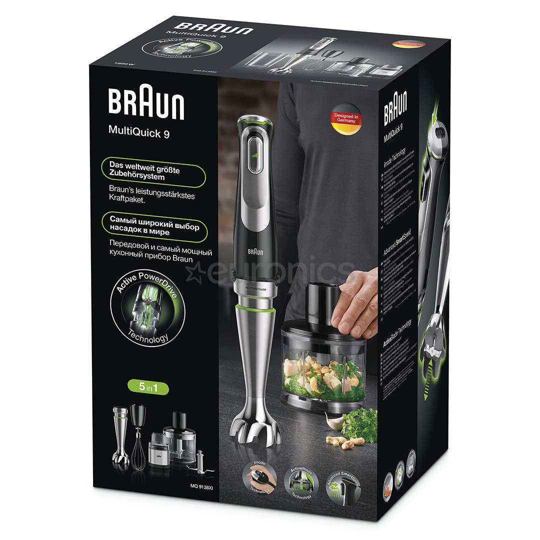 Braun MultiQuick 9 Spice, 1200 W, melna/nerūsējošā tērauda - Rokas blenderis